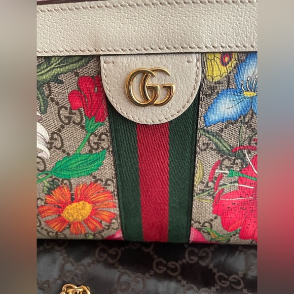 EUC GUCCI GG SUPREME MONOGRAM FLORA OPHIDIA Chain Shoulder Bag - Picture 5 of 16